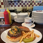 GRILL BURGER CLUB SASA -  "限定10食" 【3月のMonthly Burger】 『燻製ポークのニラ玉Burger¥1,150』 ※平日ランチは、ソフトドリンク付