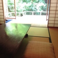 美山荘 - お部屋から川を見下ろすベランダを望む。