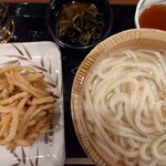 丸亀製麺 - 釜揚げうどん並(340円)+野菜かき揚げ(170円)
