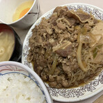 牛丼専門サンボ - 牛皿 (味噌汁・卵)／1,000円