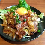 Yakiniku Horumon Kinryuu - 炭火焼特上中落カルビ・ホルモン丼（並）