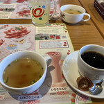Sumiyaki Resutoran Sawayaka - 無料のスープとコーヒー　コーヒーを選ぶとお代わりは何杯でもOK！です^_^