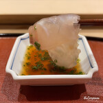 御料理 寺沢 - 鮃をちり酢とともに