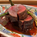 御料理 寺沢 - 蝦夷鹿の背肉のロースの備長炭焼
