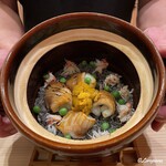 御料理 寺沢 - 槍烏賊と烏賊墨､ずわいがにに喜知次に海胆の炊込みごはん