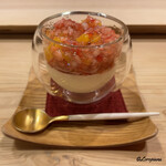 御料理 寺沢 - せとかととちおとめとブルーチーズのブラマンジェ