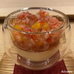 御料理 寺沢 - せとかととちおとめとブルーチーズのブラマンジェ