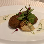 アンシャンテ - 筍のアンダルース　フェラフィルのフリット　シェーブルチーズのソース。