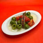 Marinated dried tomatoes and olives