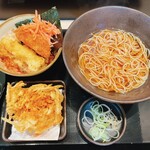 ゆで太郎 - ミニのり弁セット＋かき揚げ無料トッピング