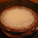 浅田屋 - 朝粥はお醤油味の餡が別に添えられます。