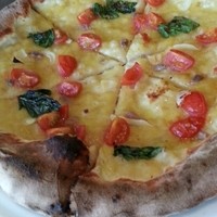 トラットリア セッテ ハイアット リージェンシー 京都 - その日のピザ。2種トマトのマリナーラにアンチョビ添え。