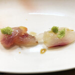 喜月 - 天然鯛のこぶじめ。尾っぽに近い部位だそう。しっとりとしていて、とろけてしまいます