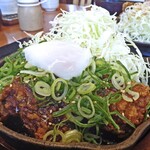 Kara yama - 「鉄板ねぎ味噌からあげ定食」のメイン