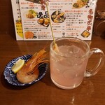 Sake To Sakana To Aburiyaki Shinjuku Roji - お通し＆ピンクジンジャエール(2023年3月14日)