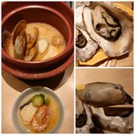 Higaeri Oshokuji Dokoro Momidi - 出汁香る瀬戸のヴイヤベース、宮島 包ケ浦産 焼き牡蠣✨献立の終盤に出てきたダイナミックなお鍋に驚かされました。和風だしが◎※23年2月。