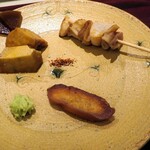 島津 - アンキモ，奈良漬け，ホッキガイ，自家製カラスミ