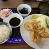 地場魚貝料理　呑海 - 料理写真:メゴチフライ定食　フライは相変わらずに不得手のようでした　焼き大アサリを一つ注文して味を確認してから大量注文と行きたいところ^_^
