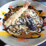 鬼はそと福はうち - 夏季限定　冷やし黒胡麻カレーうどん　１０００円　＋　大海老天トッピング　３００円　【　２０１３年７月　】
