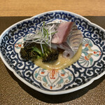 日本料理FUJI - 鯖　素揚げしたブロッコリー　下に味噌