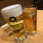 Horumon Yakiniku Tomiya - 生ビールで乾杯‼️