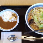 山田うどん - ミニカレーと野菜たっぷり味噌ラーメン
