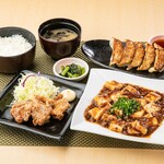 Homemade fried Gyoza / Dumpling, fried chicken and mapo tofu set