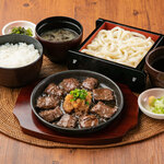 Dice Steak and mini zaru udon set