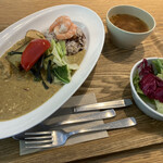 野菜倶楽部 オトノハカフェ - グリーンカレー。とにかく野菜が美味しい