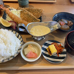 一汁三菜 炊く庵 - エビアジフライ定食
