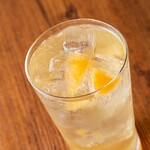 White peach highball with pulp