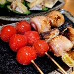 Meigarayakitori Motsunabe Koshitsuizakaya Chidori - ちびトマト串、特選ねぎま