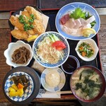 Nagisatei - なぎさ定食(かきフライ+刺身) 1,870円