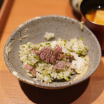 日本料理 晴山 - 舌佐賀牛と菜の花の炊き込みご飯
