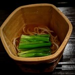 茜坂大沼 - 山形庄内浅葱のお浸し　冷やかけ蕎麦。美味しすぎて食べ終わるのが切ない・・・