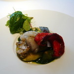 魚介類のタプナード和えと水茄子のクリュ