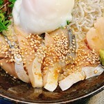 いちもん家 - 土佐海鮮三色丼の土佐の清水さば