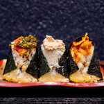 Onigiri Konga - 高菜＋辛子明太子、ツナマヨネーズ、豚キムチ