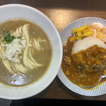 ヌードル＆スパイスカレー 今日の1番 - 朝限定セット　¥1,000-(税込)
      
      煮干しソバ(かけ)＋カレー(本日はチキンカレー)