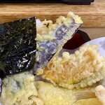 さぬき茶屋 - 海苔の天ぷらは久しぶり、海苔の風味が良いこと♪
カラッと揚げたての天ぷらは美味しいです！