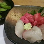 すし古川 - 先付　マコガレイ・中落ち・シマアジ