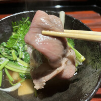 割烹 隆 - お昼のコース９６８０円。和牛のしゃぶしゃぶ。肉質の良さと絶妙な火入れで、ここ数年では、私のベスト肉料理です（╹◡╹）（╹◡╹）