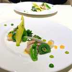 銀座 フレンチ Sublime Premium - 1皿目の前菜
            サヨリ ハマグリ デコポンジェリー