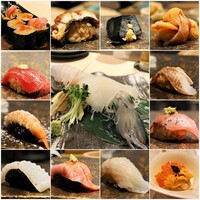 鮨 からす 十三店 - 【泳ぎイカ付き おまかせ寿司13種 一品8種コース】新鮮すぎる活けイカとお寿司の豪華競演で幸せ時間〜♪