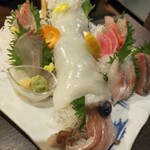 魚と旬菜と日本酒　炙りのどまん中 - イカ＆お刺身2人前