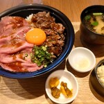 Rosutobifutohambaguyoshimi - 和牛ステーキ＆ローストビーフ丼