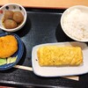 わが家の食堂 - エビカツ、卵焼き、たまこんにゃく