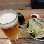 串屋横丁 - 生ビール 550　お通し 220