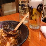 I Love Gyoza アキバの竜王 - ラストオーダー（完璧ビール9杯目と綺麗なジョッキの髭ハイボール）