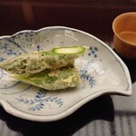 季節料理　なかしま - 揚げ物（世羅のアスパラの天ぷら）